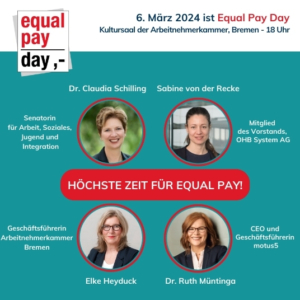 Plakat zur Veranstaltung "Höchste Zeit für equal pay!"